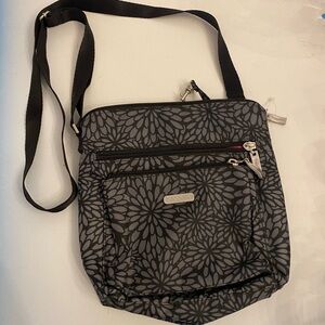 Baggalini cross body black with flower